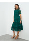 Green Lace Tiered Midi Dress