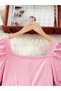 Girls Pink Puff Sleeve Butterfly Embellished Dress - 3