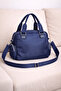 Women's Navy Blue Satin Shiny Waterproof Multi-Compartment Hand & Shoulder Bag — Daily Mini Crossbody Bag with Column Strap - 2