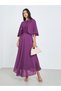 Purple Cape Sleeve A-Line Maxi Dress - 3