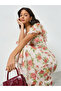 Multi Floral Sheath Midi Dress with Frill Sleeve - 2