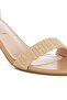 Women's Raffia Kitten Heel Sandals in Natural - 4