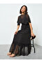 Black Lurex Foil Cape Sleeve Maxi Dress - 2