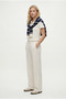 Women's Nadia Modal Touch Polo Neck Waist Elastic Pocketed Ecru Bottom Top Set - 3
