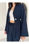 Women's Glittery Long Sleeve Modal Fabric Kimono Pants Double Set – Stylish and Comfortable Women's Set - 4