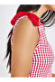 Red Gingham Midi Dress with Bow Detail - 4