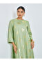 Green Foil Print Round Neck Jalabiya - 2