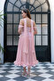 Women's Powder Shawl Collar Hemline Ruffled Midi Promise Engagement Wedding Evening Dress - 6