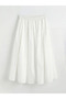 White Elastic Waist Poplin Flared Skirt - 3