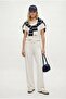 Women's Nadia Modal Touch Polo Neck Waist Elastic Pocketed Ecru Bottom Top Set - 2