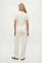 Women's Nadia Modal Touch Polo Neck Waist Elastic Pocketed Ecru Bottom Top Set - 5