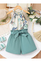 Girls Floral Print Sleeveless Top and Elasticated Waistband Shorts Set