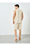 Men Beige Relaxed Fit Tank and Shorts Pyjama Set - 6