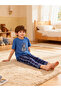 Boys Blue Bear Print Round Neck T-Shirt and Pyjama Set - 4