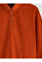 Orange Mock Neck Embroidered Fleece Men's Sweatshirt - 5