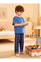 Boys Blue Bear Print Round Neck T-Shirt and Pyjama Set - 8