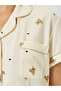 Beige Teddy Bear Print Shirt and Shorts Set - 3