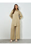 Beige Lace Detail Longline Shirt and Pants Co-Ords - 2