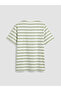 Green Crew Neck Striped Combed Cotton Men's T-Shirt - 5