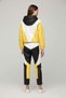 Black White Yellow Colorblock Elastic Waist Lace up Cuffed Zipper Women's Genuine Leather Pants - 3