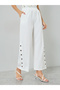 White Floral Embroidered Top and Button Detail Pants Co-Ords - 4