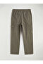 Khaki Elastic Waist Boys' Cargo Canvas Pants
