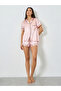 Pink Solid Piping Detail Shirt and Shorts Set - 2