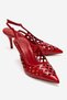 Jever Red Skin Laser Cut Pointed Toe Slingback Women's Stiletto Heel U Shoes