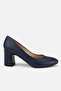 Women's Dark Blue Genuine Natural Leather Classic Shoes with Heels, Size Leather -41