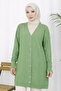 Kendinden Striped Long Mercerized Cardigan N3179 Çağla - 3
