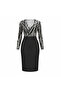 Women's Patterned Dress with Back Zipper Slit - 2