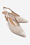 Orelis White Knitted Patterned Women's Short Heeled Shoes
