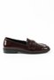 Genuine Patent Leather Leather Claret Red Loafers Women's Shoes - Z206