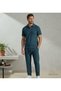 Ottoman Patched Polo Collar T-Shirt and Baggy Sweatpants - %100 Cotton - Summer, Casual Wear 2-Piece Set