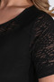 10739 Black Flock Fabric Short Sleeve Knitted Blouse with Details - 5
