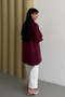 Hakim Collar Snap Fastener Pocket Detailed Modal Hijab Tunic 3179 Claret Red - Special Series - 8