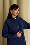 Hakim Collar Snap Fastener Pocket Detailed Modal Hijab Tunic 3179 Navy Blue - Special Series - 8