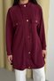 Hakim Collar Snap Fastener Pocket Detailed Modal Hijab Tunic 3179 Claret Red - Special Series - 3