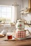 Enamel Teapot Lux Plaid Rose Pattern Large Volume 2.1 + 1.3 Liter Gold Handle - 7