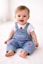 Baby Girl Strawberry Patterned Short Sleeve Sweatshirt Baby Salopet - 3