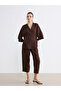 Mg trenden brown shawl collar textured women's kimono - 5