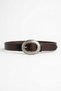 Vintage Faux Leather Oval Buckled Brown Belt
