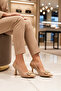 357221 Z Beige Wrinkled Women's Heeled Shoes