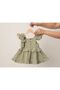 Baby Girl Cotton Muslin Strap Summer Dress and Headband Green - 5