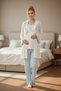 Women's Blue 3-Piece Maternity Pajama Set with Dressing Gown