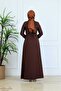 Sofia Linen Belted Buttoned Dress - Safari Style Pocketed Hijab Dress - 4