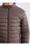 Brown Standard Fit Mock Neck Men's Puffer Jacket - 4