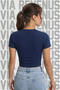 Usa Est1776 Printed 100% Cotton Stretch Fabric Slim Fit Short Sleeve Crew Neck Tee Cropped Body - 2