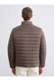 Brown Standard Fit Mock Neck Men's Puffer Jacket - 5
