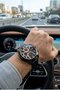 Black Sports Case Men's Wristwatch |   45mm Steel Case, Black Leather Band, Black Dial - 2